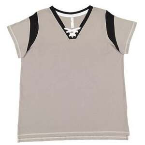 LAT Ladies Game Day Lace Up Short Sleeve Tee Shirt Size Small Titanium Gray